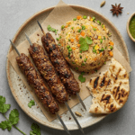 Charsi Beef Sheek Kabab 4Pcs W/ Bread & Fried Rice