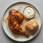 Lush Broast Full Leg Qtr Injected in house spices comes with garlic sauce and Dinner Bun